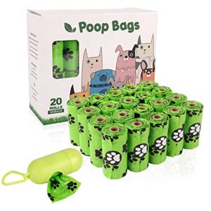 300pcs Disposable Diaper Sacks Bags with Dispenser Baby Nappy Sacks Waste Bin Bags Biodegradable Disposal Poop Bags Easy-Tie Ideal for Nappies, Rubbish, Incontinence Pants and Pads (20 Rolls, Green)