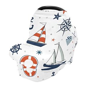 Nursing Cover Breastfeeding Scarf Sailboat Anchor Nautical- Baby Car Seat Covers, Stroller Cover, Carseat Canopy(8ya7h)