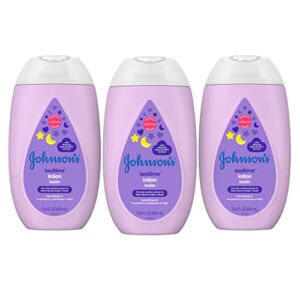 Johnson’s Moisturizing Bedtime Baby Lotion with Coconut Oil & NaturalCalm Aromas to Help Relax Baby, Hypoallergenic & Free of Parabens, Phthalates & Dyes, Mild Baby Skin Care, 13.6 fl. oz x 3 pack