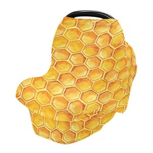 Nursing Cover Breastfeeding Scarf Honeycomb Beehive Wasp Bumblebee Baby Car Seat Covers Soft Breathable Infant Carseat Canopy Stroller Cover for Boys Girls