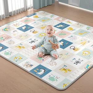 SEAROSE Baby Play Mat, Extra Large Baby Floor Mat,Waterproof & Foldable &Reversable Baby Crawling Mat,Non Toxic Anti-Slip Baby Mat.（78.7″ x 70.8″ x 0.4″）