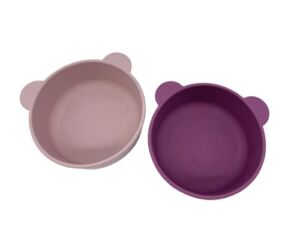 Generic Panda Silicone Bowl with Suction Base for Feeding Babies 6+ Months and Toddlers, Mess-Free Eating, Unbreakable, Non-Toxic, Stylish, Dishwasher & Microwave Safe (2,Pack) (Grape & Soft Purple)