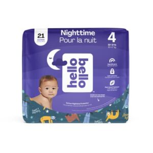 Hello Bello Nighttime Baby Diapers ‐ Size 4 – Ultra Absorbent & Hypoallergenic for Overnight Diapers for Extended Protection – Pack of 24