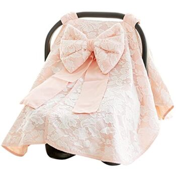 Baby Carseat Canopy Cover with Bow for Girls Boys with Bow Stroller and Cart Cover Carseat Nursing Cover Newborn Gift | The Storepaperoomates Retail Market - Fast Affordable Shopping