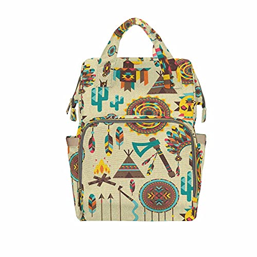 InterestPrint Tribal Indians Native American Aztec Diaper Bag Backpack Women Waterproof Travel Nappy Bag for Baby Care One Size | The Storepaperoomates Retail Market - Fast Affordable Shopping