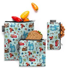 Simple Modern Disney Reusable Snack Bags for Kids | Food Safe, BPA Free, Phthalate Free, Polyester Refillable Sandwich Bag | Ellie Collection | 3 pack | Pixar Pals