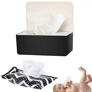 Baby Wipes Dispenser, Reusable Baby Wipes Holder Box, Flushable Baby Wet Wipes Case Wipes Container with Portable Wipes Pouch, Easy Open Keeps Wipes Clean, Wet (Fits Up to 60/120 Wipes)