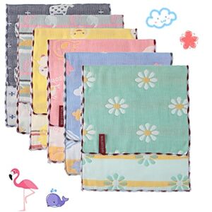 Newwiee 6 Pieces Muslin Baby Burp Cloths Infant Spit Up Thicken Burping Rags 6-Layer Absorbent Washcloths Soft Towel for Newborn Teething, 20 x 10 Inch (Fresh Color,Simple Style), SE-Newwiee-464907