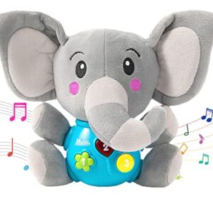 LITTLESMET Plush Elephant Baby Musical Toys 6 to 12 Months,Stuffed Animals Musical Toy for 3-6 Months Newborn Inanfant Babies,Baby Einstein Musical Elephant Gift Toys for Toddlers Boys Girls