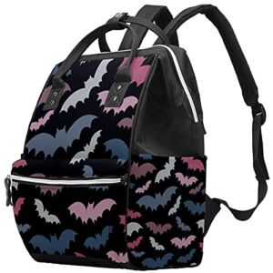 LORVIES Animal Bats Pattern Diaper Bag Backpack, Large Capacity Muti-Function Travel Backpack