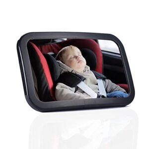 UYYE Baby Car Mirror, Adjustable Car Seat Mirror, Safety Car Seat Mirror for Rear Facing Infant,Shatterproof Baby Mirror for Car Interior Accessories-Black