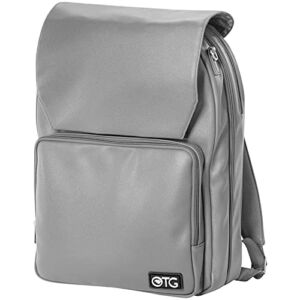 OTGBABY Diaper Bag Backpack with Changing Station, Unique and Functional Mommy Bag, Premium Vegan Leather Diaper Bag with 7 Storage compartments, Dove Gray