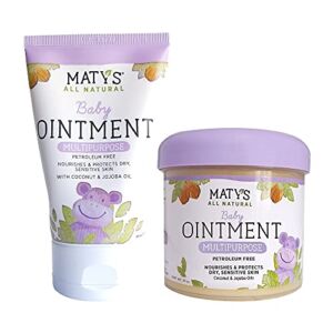 Maty’s All Natural Multipurpose Baby Ointment Bundle – Petroleum-Free Diaper Cream and All Purpose Balm, Made with Coconut & Jojoba Oil – 3.75 oz & 10 oz