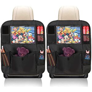 Funbliss Backseat Car Organizer-Back of Seat Organizer for Kids with 10″ Touch Screen Tablet Holder Large Storage Pockets Kick Mats,Cost-Effective 2 Pack Black