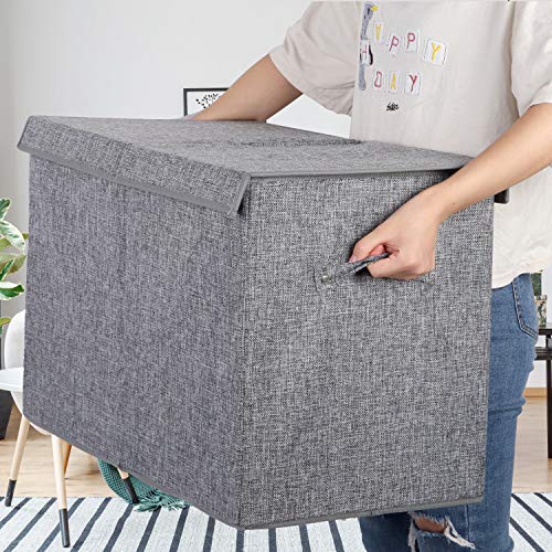 Large Toy Box Chest with Lid, Collapsible Sturdy Toy Storage Organizer Boxes Bins Baskets for Kids, Boys, Girls, Nursery, Playroom, 25″x13″ x16″ (Linen Gray) | The Storepaperoomates Retail Market - Fast Affordable Shopping