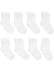 Simple Joys by Carter’s Unisex Babies’ Chenille Socks, Pack of 8, White, 6-12 Months