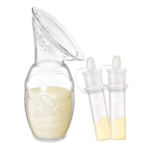 haakaa Manual Breast Pump and Colostrum Collectors Set Breastfeeding Savers for Collect Breast Milk and Colostrum First Milk(pump-4oz/100ml,1pk; collector-4ml,2pk)