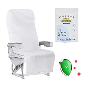Yinghow Airplane Seat Covers Disposable 2 PCS Seat Covers & 4 PCS Armrest Cover Comfortable 丨Waterproof丨 Non-Woven | Safety Seat Protectors for Air Travel, Car, Train, Business Trip, white(ZTAO-5PCS)