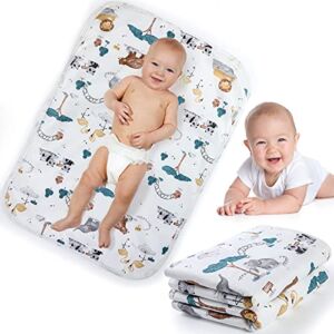 3 Pieces Baby Portable Diaper Changing Pad (19.7 x 27.6 Inch), Waterproof Reusable Changing Mat Large Soft Baby Protector Mat for Toddler Infants Newborn Boys Girls