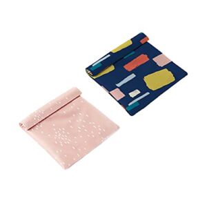 Esembly Petite Pouch, 2-Pack, A Tiny Waterproof Reusable Bag for Cloth Wipes, Disposable Wipes and Snacks, Travel Friendly, One Size, Brushstroke + Confetti