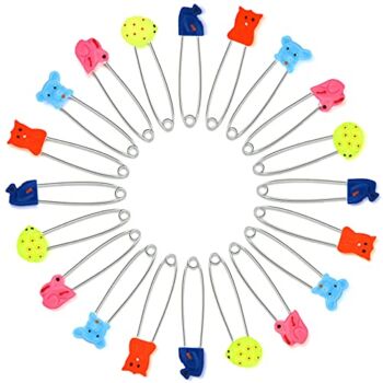 30 Pieces Diaper Pin Baby Safety Pin 2.4 Inch Stainless Steel Diaper Pins with Plastic Head Animal Pattern Kids Newborn Safety Pin with Lock Buckle, Random Patterns | The Storepaperoomates Retail Market - Fast Affordable Shopping