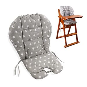 High Chair Pad,high Chair Cover/seat Cushion, Light and Breathable, Soft and Comfortable, Cute Pattern, Suitable for Most High Chairs, Baby Dining Chairs (Gray Small Stars Pattern)