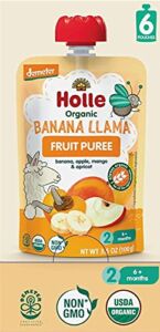 Holle Organic Baby Food – Banana Lama – Non GMO – banana, apple, mango & apricot – Box of 6 Pouches