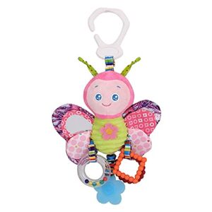 D-KINGCHY Baby Car Toys Stroller Plush Toy Animal Stuffed Hanging Rattle Toys Newborn Crib Bed Around Toy with Teether Rattle Sound for 0-3 Years Old (Butterfly)