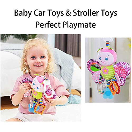 D-KINGCHY Baby Car Toys Stroller Plush Toy Animal Stuffed Hanging Rattle Toys Newborn Crib Bed Around Toy with Teether Rattle Sound for 0-3 Years Old (Butterfly) | The Storepaperoomates Retail Market - Fast Affordable Shopping