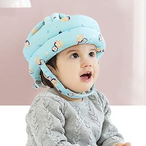 Toddler Baby Safety Helmet,Adjustable Protective Cap,Head Protector Upgrade Infant Safety Helmet Breathable Head Drop Protection Soft Baby Helmet for Crawling Walking Headguard,Cute Penguin (Blue)