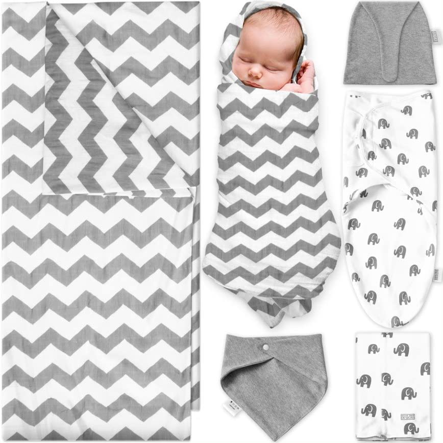Ocean Drop 100% Cotton Baby Blankets Set – Baby Swaddle, Large Receiving Blanket 41″ x 41″, Hat, Bib, Burp Cloth & Gift Box- Great Baby Essentials (5pc Set) | The Storepaperoomates Retail Market - Fast Affordable Shopping