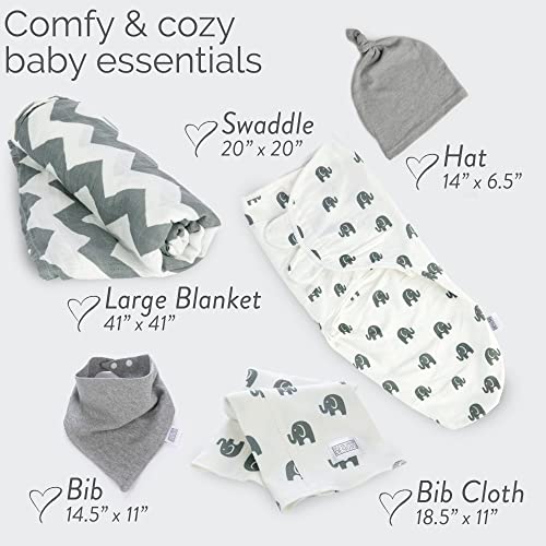 Ocean Drop 100% Cotton Baby Blankets Set – Baby Swaddle, Large Receiving Blanket 41″ x 41″, Hat, Bib, Burp Cloth & Gift Box- Great Baby Essentials (5pc Set) | The Storepaperoomates Retail Market - Fast Affordable Shopping