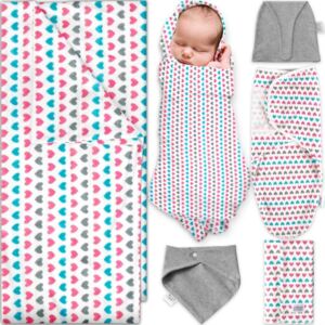 Ocean Drop 100% Cotton Baby Blankets Set – Baby Swaddle, Large Receiving Blanket 41″ x 41″, Hat, Bib, Burp Cloth & Gift Box- Great Baby Essentials (5pc Set)