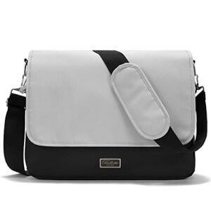 Bellotte Heavy-Duty Messenger Diaper Bag with Changing Pad, Large Capacity Messenger Diaper Bag with Stroller Straps (Grey)