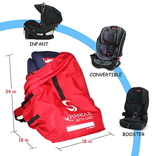 Slynnar Car Seat Travel Bag for Airplane – Waterproof Gate Check Bag with Padded Backpack Straps Fits Convertible Car Seats, Infant Carriers & Booster Seats, Red | The Storepaperoomates Retail Market - Fast Affordable Shopping