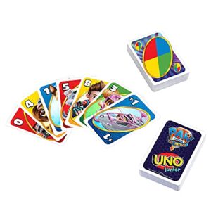 UNO Junior PAW Patrol Card Game with 56 Cards 2-4 Players, Gift for Kids 3 Years Old & Up