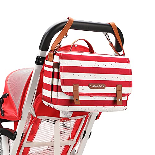 Baby Diaper Stroller Bag – Diaper Caddy Tote Baby Stroller Bag Nursery Storage Bin for Diapers, Wipes & Toys Diaper Bag With Stroller Hooks, Classic Stripes (Red) | The Storepaperoomates Retail Market - Fast Affordable Shopping
