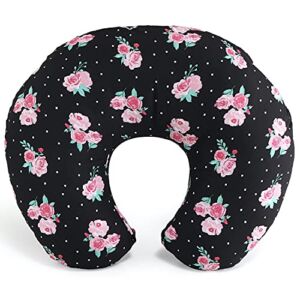 The Peanutshell Black Floral Nursing Pillow for Breastfeeding | Pillow & Nursing Pillow Cover for Baby Girls