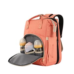 Diaper Bag with Changing Station for Baby, Large Capacity and Waterproof Fulfill Dad and Mom on Multi-Using for Boy and Girl Babies (Peach)