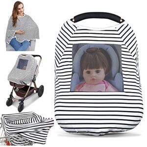 Baby Nursing Cover & Nursing Poncho – Multi Use Cover for Baby Car Seat Canopy, Shopping Cart Cover, Stroller Cover, 360° Full Privacy Breastfeeding Coverage, Baby Shower Gifts for Boy&Girl