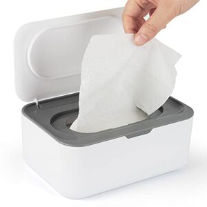 Flenpptly Baby Wipes Dispenser, Wipes Case Baby Wipe Holder Keeps Wipes Fresh, Non-Slip, Easy Open & Close (Gray)