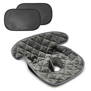 PEBBLEWICK Piddle Pad Child Seat Protector – Raised Waterproof Liner – for Potty Training Accidents, Spills or Crumbs in Carseats, Strollers or High Chairs – Complete with 2 Window Cling Sunshades
