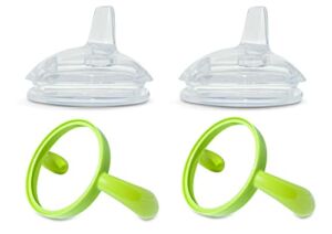 Sippy Spout Nipples with Bottle Handles for Comotomo Baby Bottle | 2-Pack | Food Grade Silicone | BPA-Free | Spill-Proof (Green)