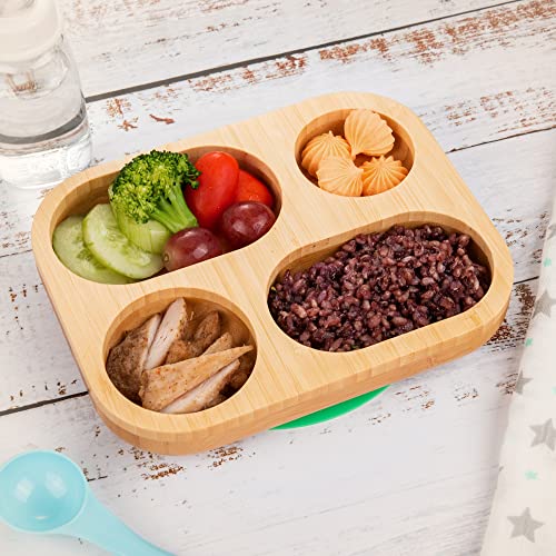 Laboos Kid Portion Control Plate – Natural Bamboo Plates for Kids’ Healthy Diet – Sturdy Compartment Plates with Suction – Non-Toxic, BPA-Free, Dishwasher Safe – Cute Food Portion Plate for Toddlers | The Storepaperoomates Retail Market - Fast Affordable Shopping