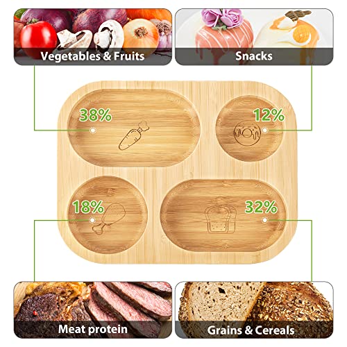 Laboos Kid Portion Control Plate – Natural Bamboo Plates for Kids’ Healthy Diet – Sturdy Compartment Plates with Suction – Non-Toxic, BPA-Free, Dishwasher Safe – Cute Food Portion Plate for Toddlers | The Storepaperoomates Retail Market - Fast Affordable Shopping