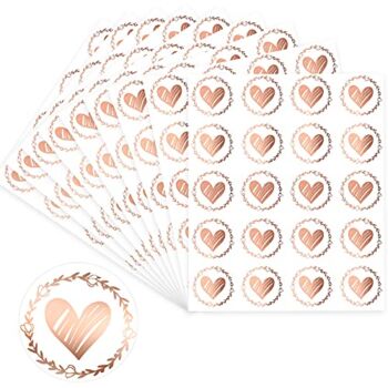 500 Pieces Heart Envelope Seals, Heart Stickers, Clear Bronzing Heart Stickers 1.26 Inch Round Sealing Sticker for Wedding Invitation Card Envelope Bridal Shower Thanksgiving Party Favor (Rose Gold) | The Storepaperoomates Retail Market - Fast Affordable Shopping