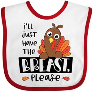 Inktastic I’ll Just Have the Breast, Please Cute Baby Bib White and Red 3c80d