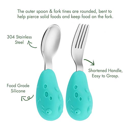 YIVEKO Baby Fork and Spoon Set with Carry Case Baby Training Utensils Self Feeding Toddler Silverware Silicone and Stainless Steel Kids and Toddler Utensil Set-Dinosaur | The Storepaperoomates Retail Market - Fast Affordable Shopping