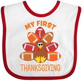 Inktastic My First Thanksgiving with Football Baby Bib White and Red 3c906 | The Storepaperoomates Retail Market - Fast Affordable Shopping