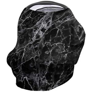 Nursing Cover Breastfeeding Scarf, Black Marble Baby Car Seat Covers Stroller Cover, Multi-Use Carseat Canopy Cover for Boys and Girls Shower Gift
